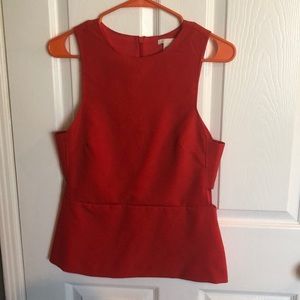 Red Peplum Cutout Top